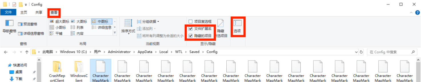 查看选项卡